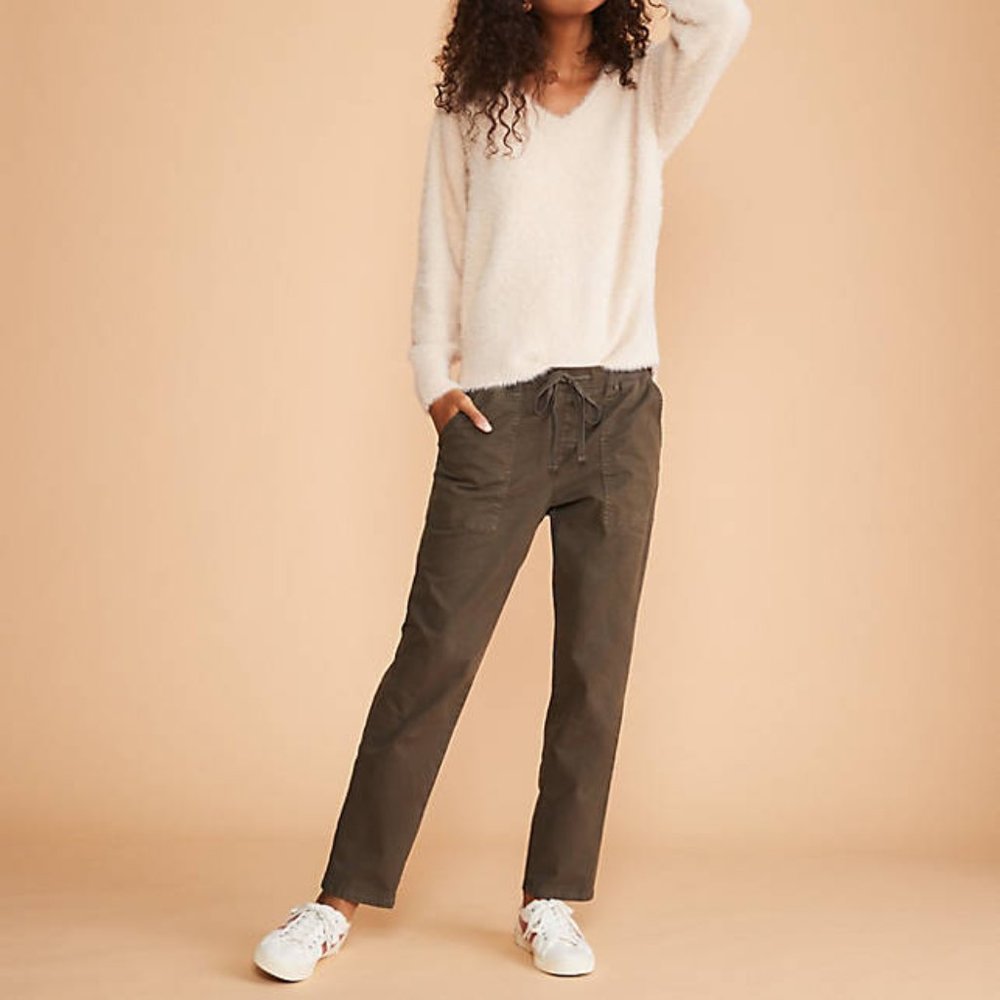 NWT Loft Lou & grey Olive Utility Pants Tie Waist